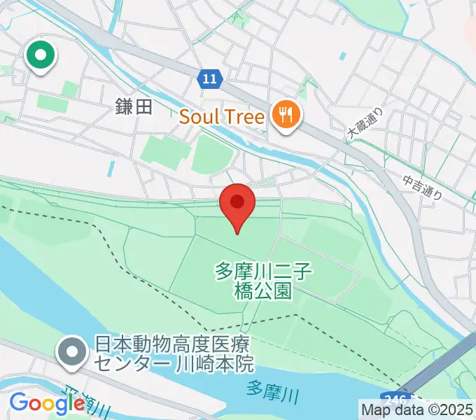 二子玉川緑地野球場の地図