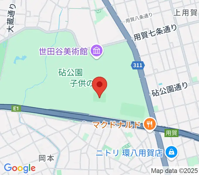 砧公園小サッカー場の地図