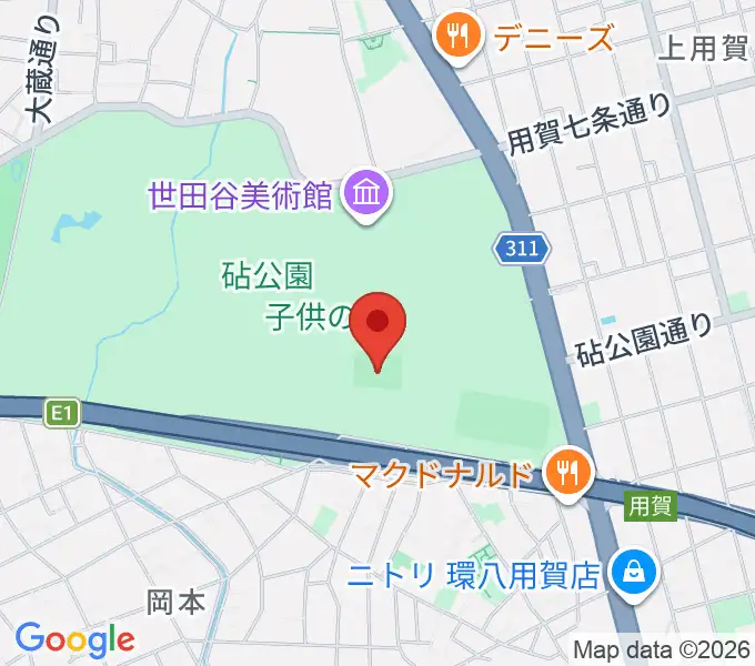 砧公園小サッカー場の地図