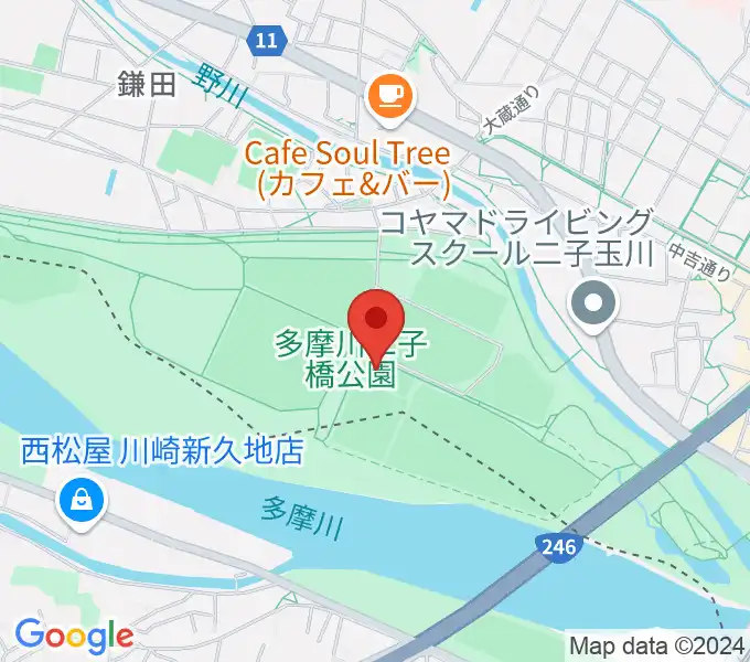 二子玉川区民運動施設の地図