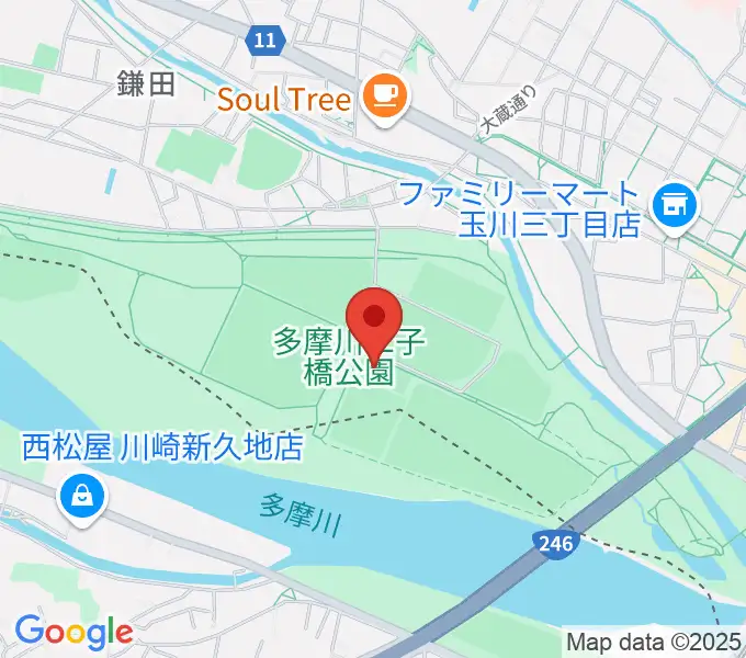 二子玉川区民運動施設の地図