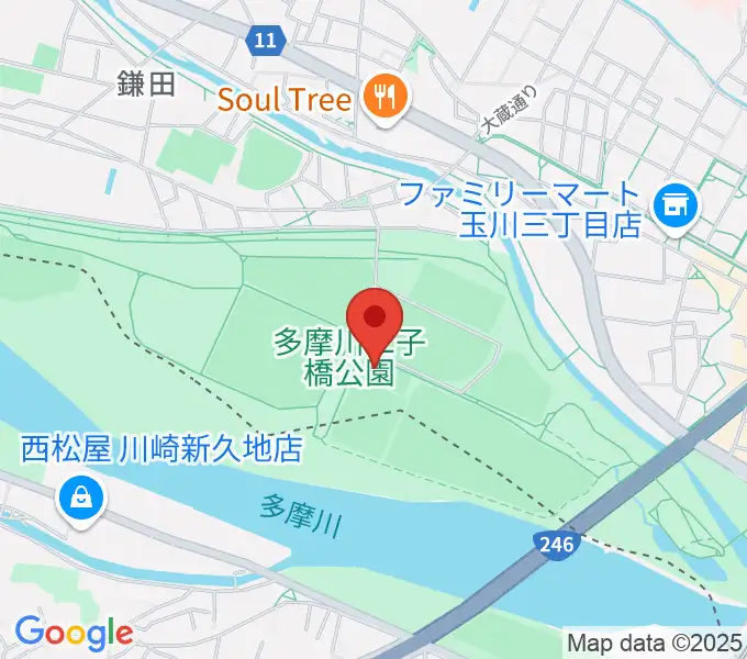 二子玉川区民運動施設の地図