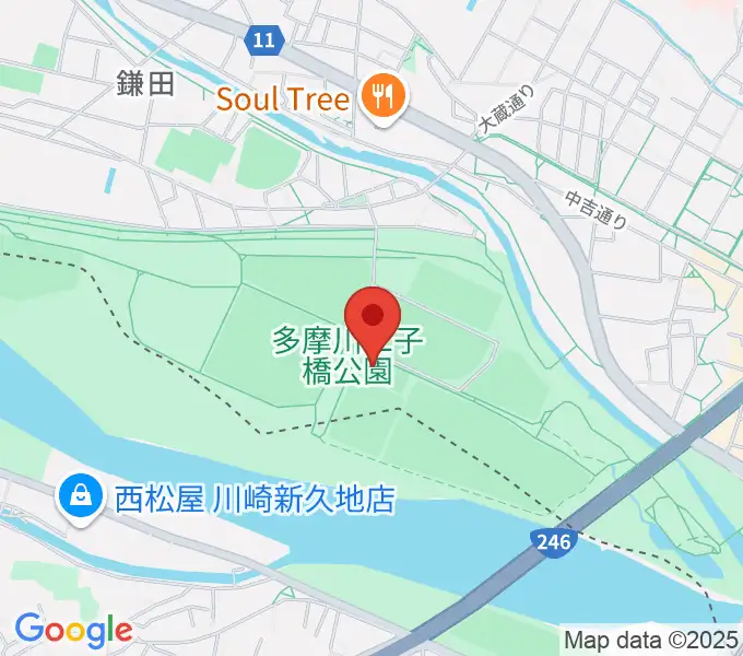 二子玉川区民運動施設の地図