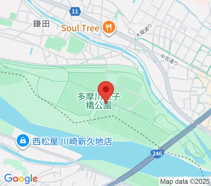 二子玉川区民運動施設の地図