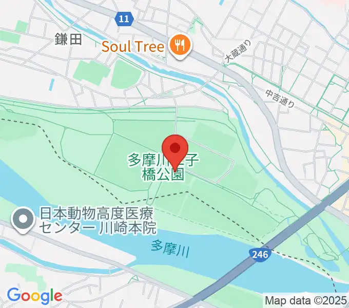 二子玉川区民運動施設の地図