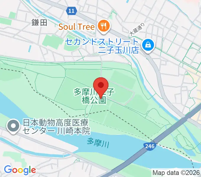 二子玉川区民運動施設の地図