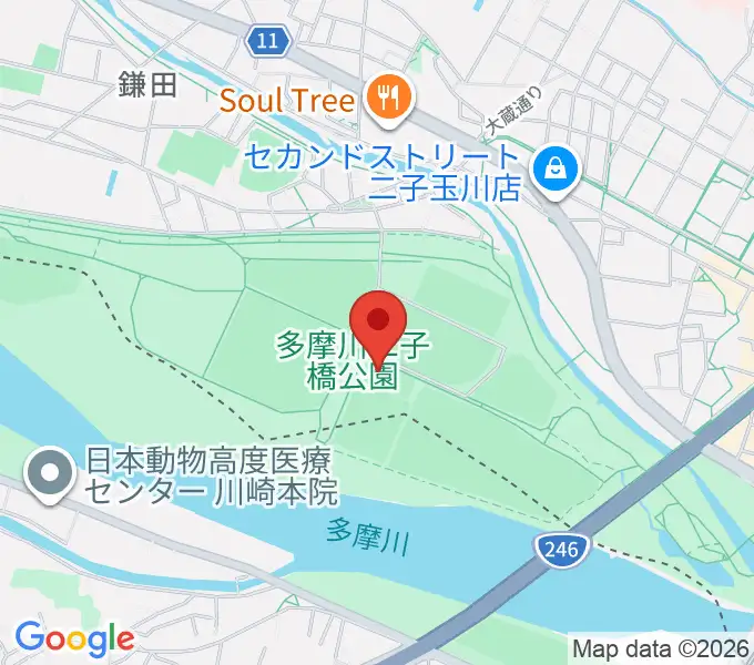 二子玉川区民運動施設の地図