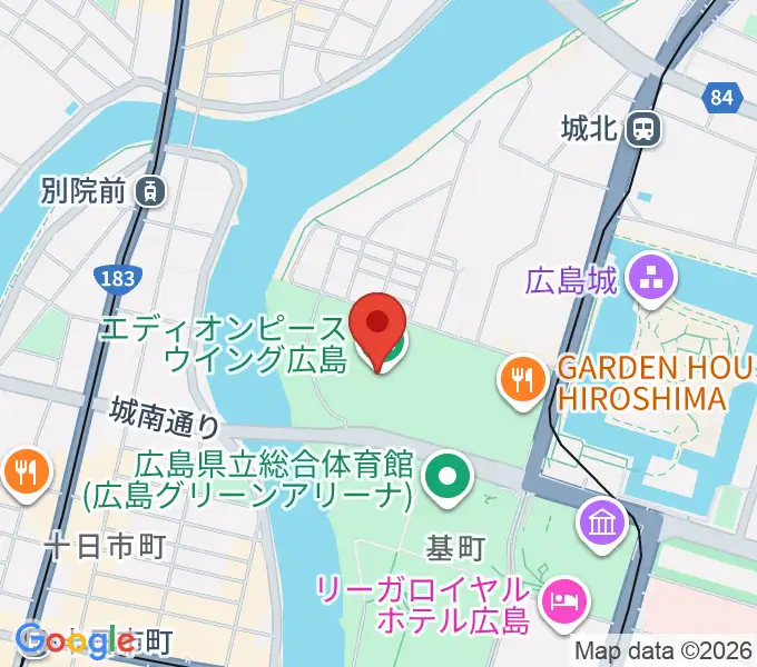 エディオンピースウイング広島の地図