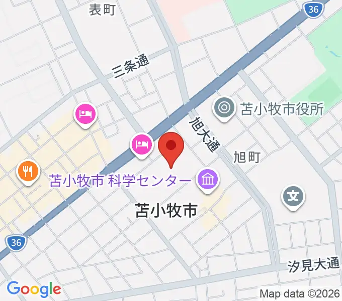 苫小牧市民文化ホール ART CUBESの地図