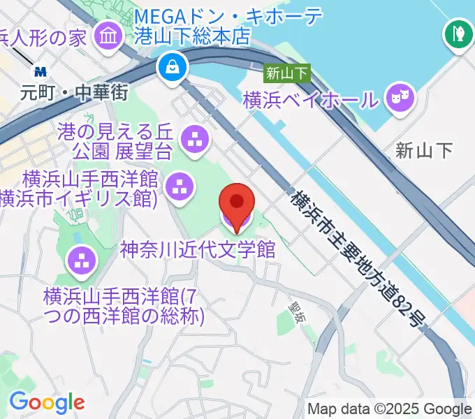 神奈川近代文学館の地図