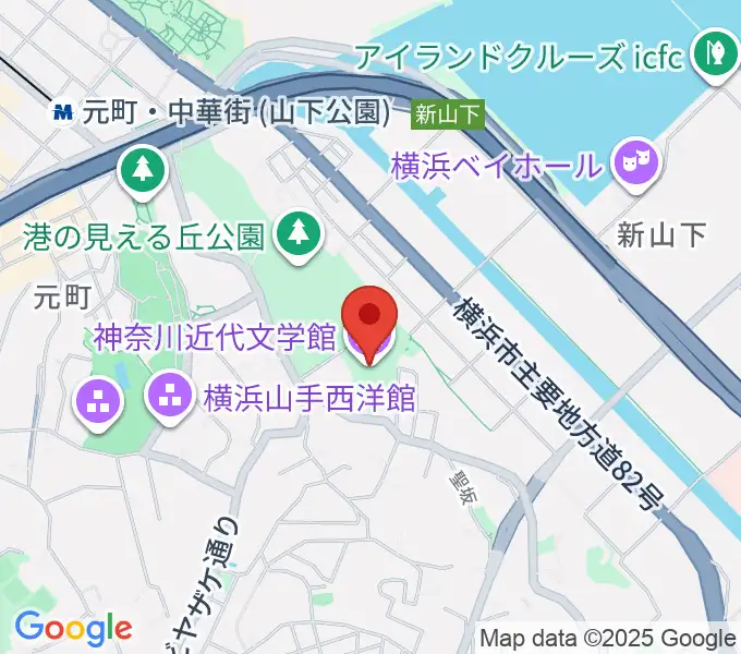 神奈川近代文学館の地図