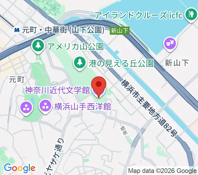 神奈川近代文学館の地図