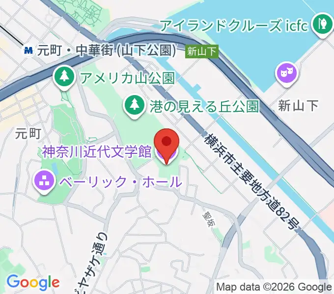 神奈川近代文学館の地図