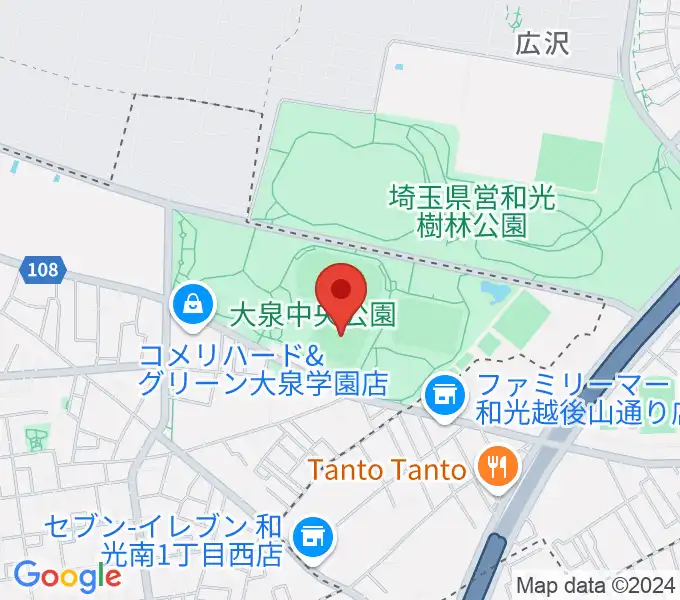 大泉中央公園野球場の地図