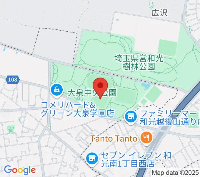 大泉中央公園野球場の地図