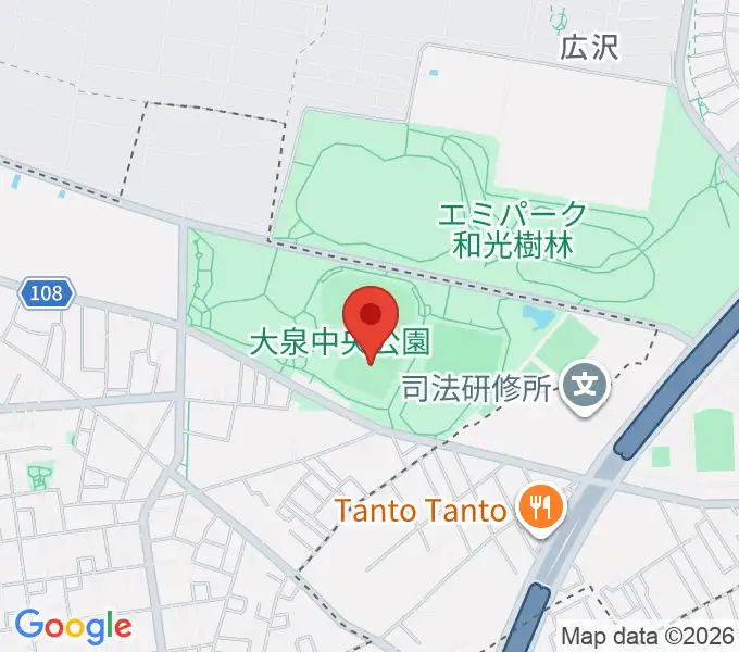 大泉中央公園野球場の地図
