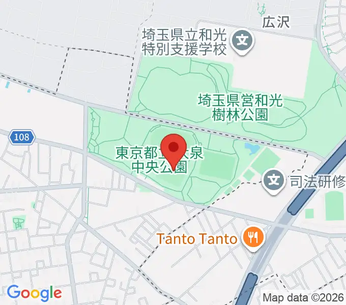 大泉中央公園野球場の地図