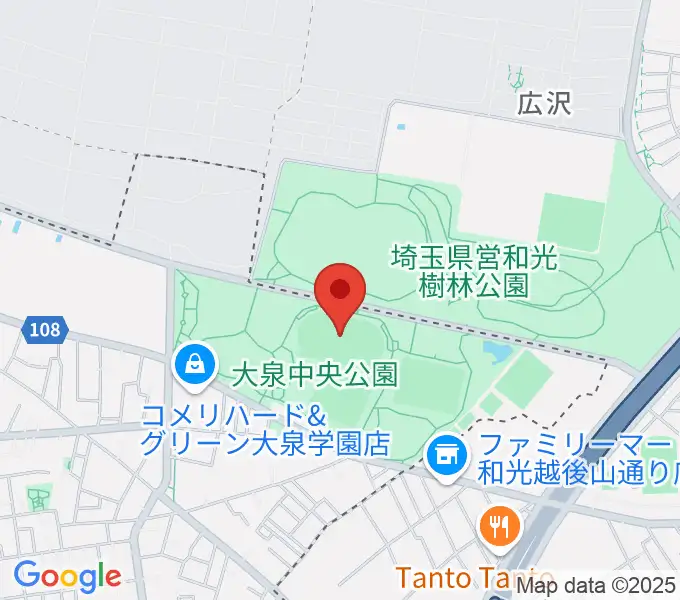 大泉中央公園陸上競技場の地図