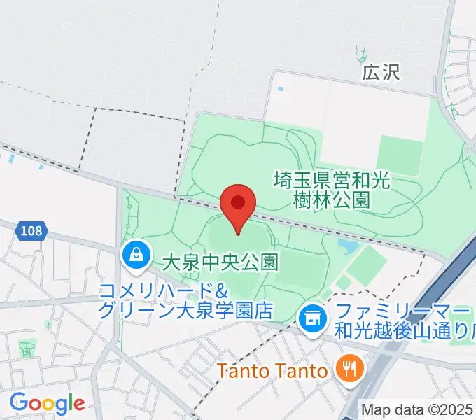 大泉中央公園陸上競技場の地図