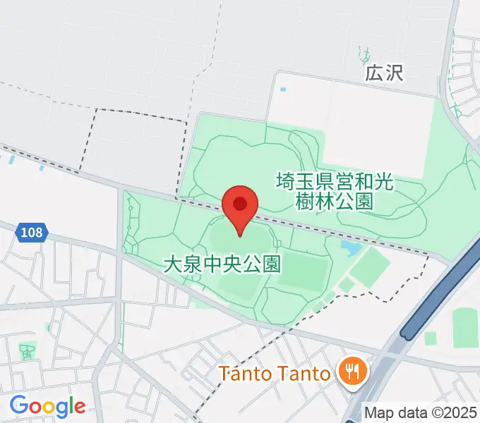 大泉中央公園陸上競技場の地図