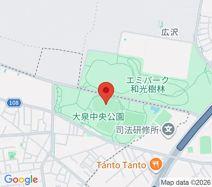 大泉中央公園陸上競技場の地図