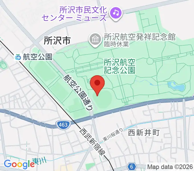 所沢航空記念公園野球場の地図