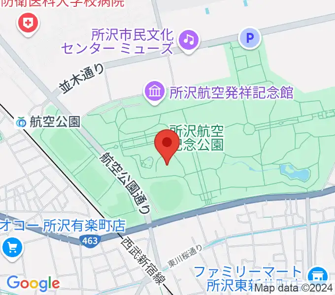 所沢航空記念公園野外ステージの地図