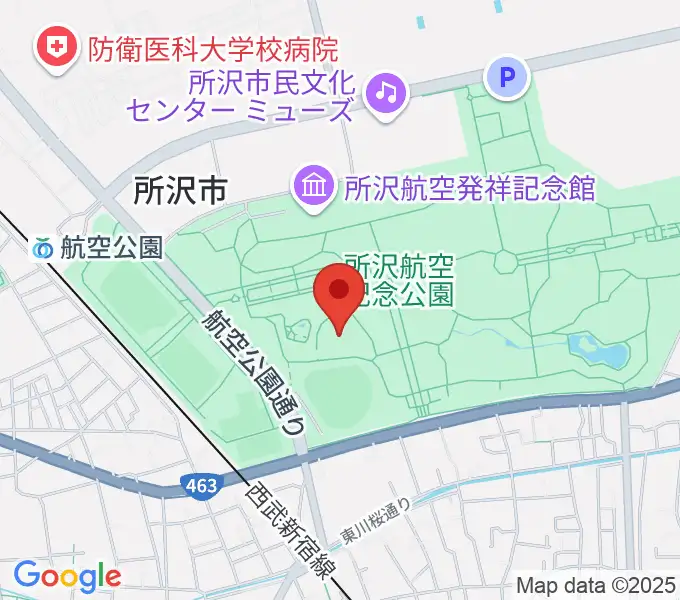 所沢航空記念公園野外ステージの地図