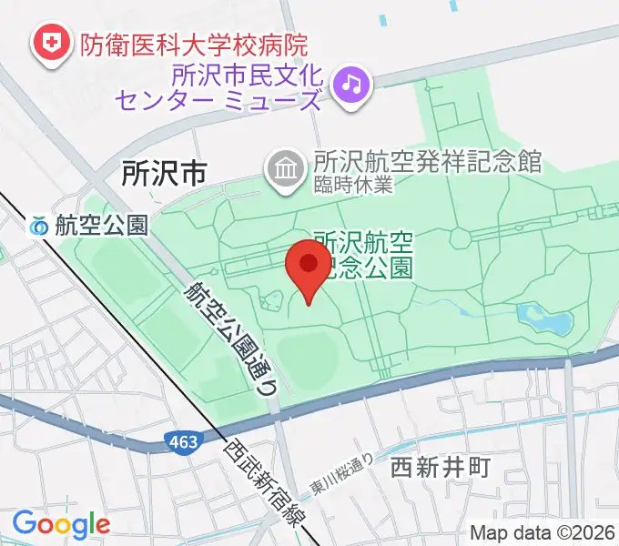 所沢航空記念公園野外ステージの地図