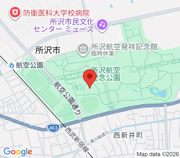 所沢航空記念公園野外ステージの地図