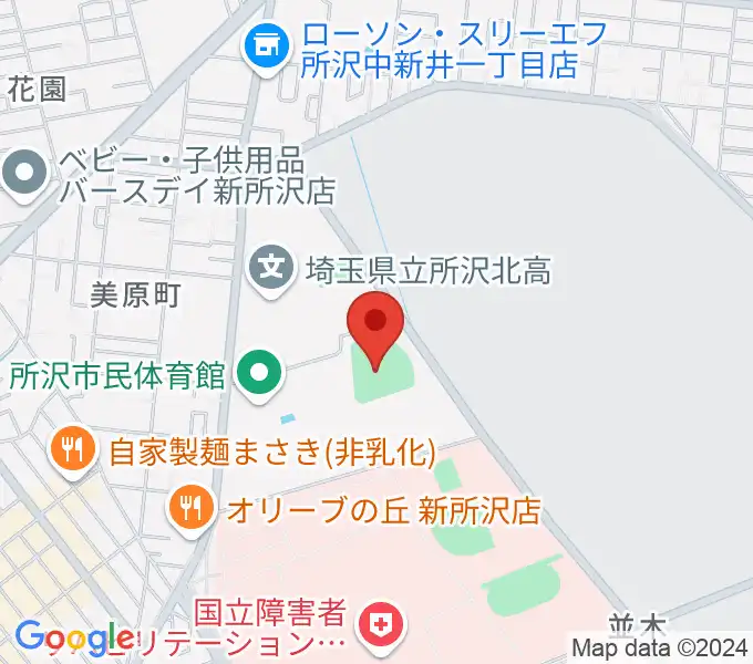 所沢市総合運動場野球場の地図