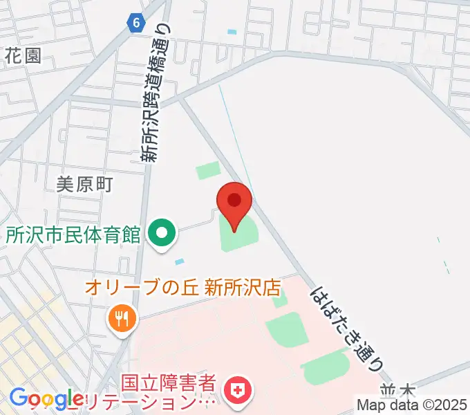 所沢市総合運動場野球場の地図