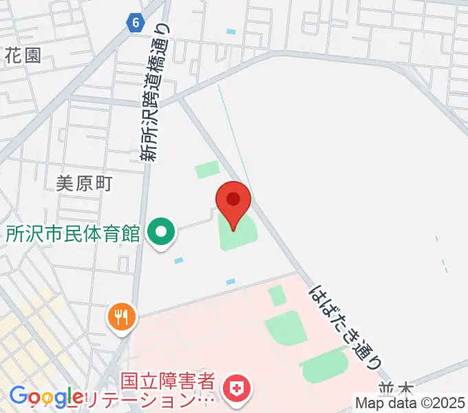 所沢市総合運動場野球場の地図