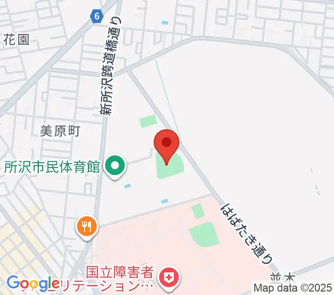 所沢市総合運動場野球場の地図