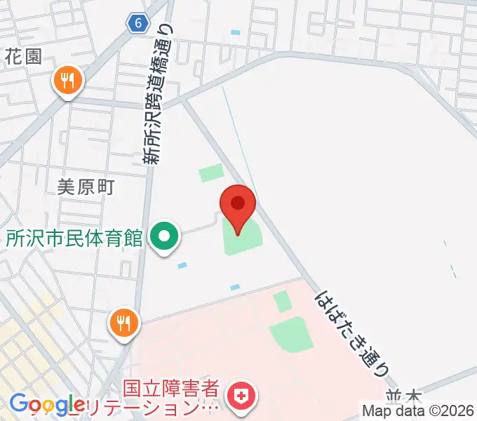 所沢市総合運動場野球場の地図