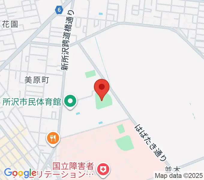 所沢市総合運動場野球場の地図