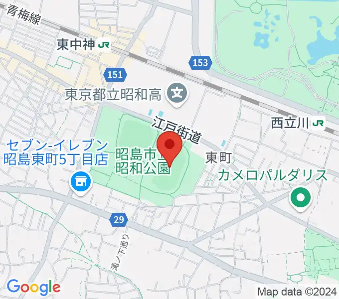 昭和公園陸上競技場の地図