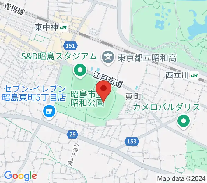 昭和公園陸上競技場の地図