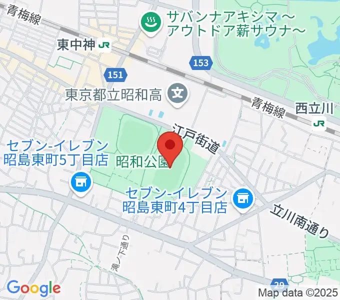 昭和公園陸上競技場の地図