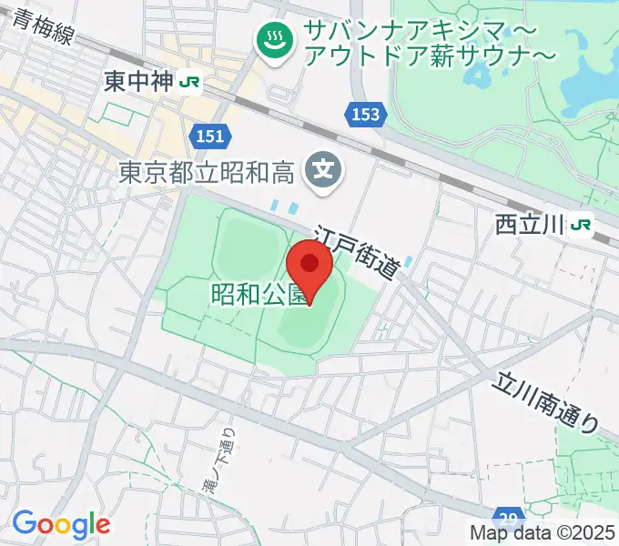 昭和公園陸上競技場の地図
