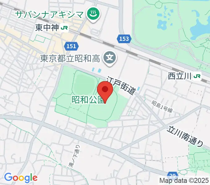 昭和公園陸上競技場の地図
