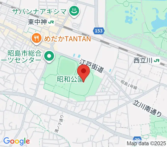 昭和公園陸上競技場の地図
