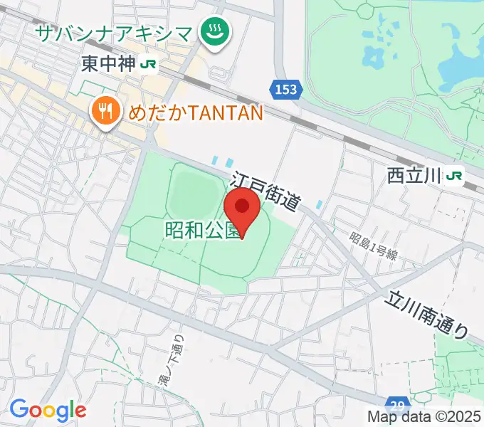 昭和公園陸上競技場の地図