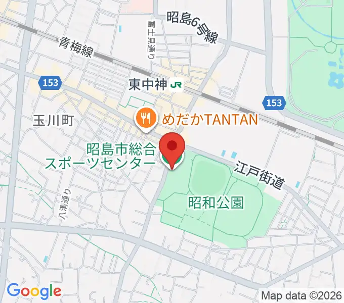 昭島市総合スポーツセンターの地図