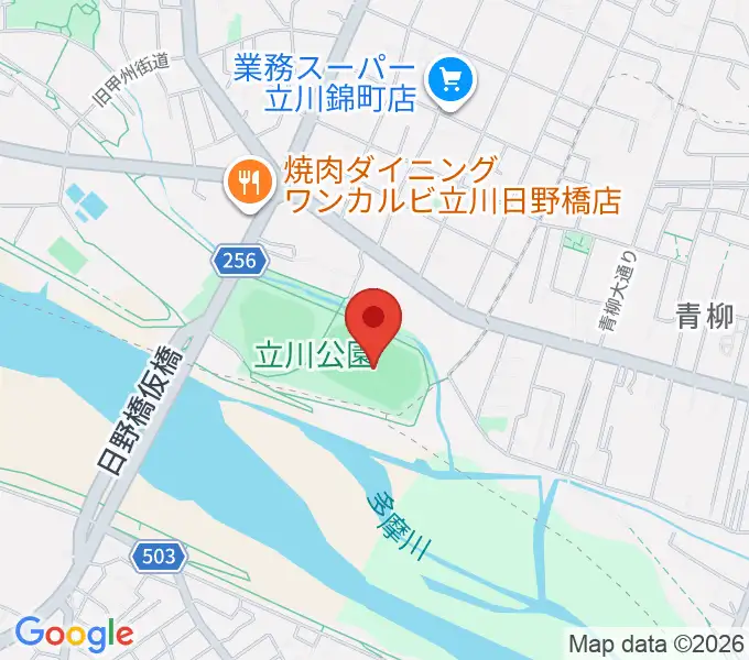 立川公園陸上競技場の地図