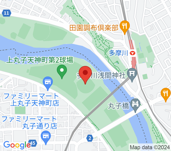 多摩川丸子橋硬式野球場の場所