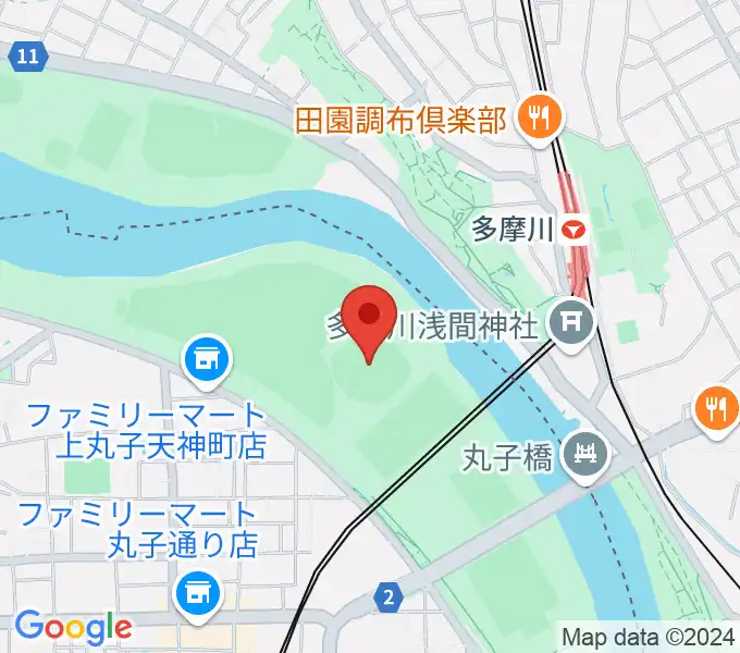 多摩川丸子橋硬式野球場の地図