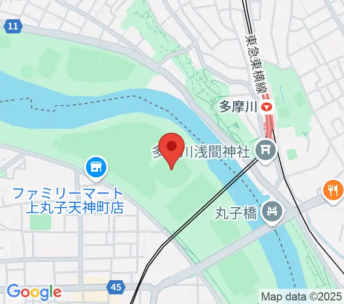 多摩川丸子橋硬式野球場の地図