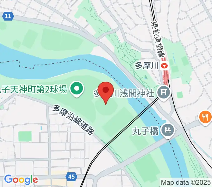 多摩川丸子橋硬式野球場の地図