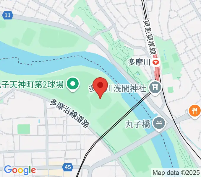 多摩川丸子橋硬式野球場の地図